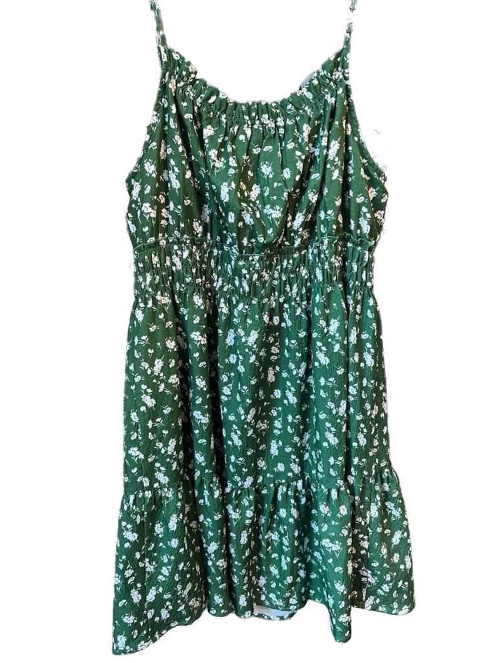 Lulus Tender Thoughts Green Floral Ruffled Tiered Mini Dress Large - Picture 4 of 7